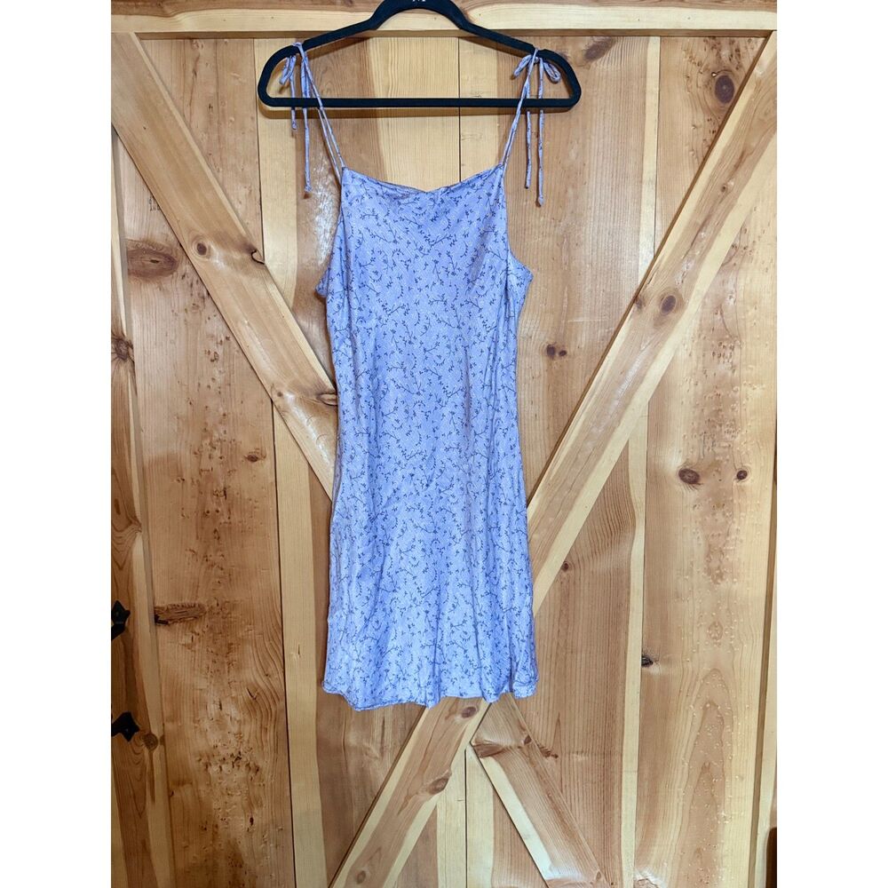 Zara Satin Straight Neck Mini Dress Lilac Floral Whimsical Fairycore Y2K Medium